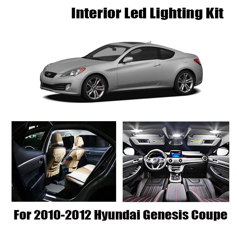 

Светодиодный светильник без ошибок для салона автомобиля, 9 шт., для Hyundai Genesis купе 2010-2012, 12 В, карта, купольная лампа для багажника, номерной знак