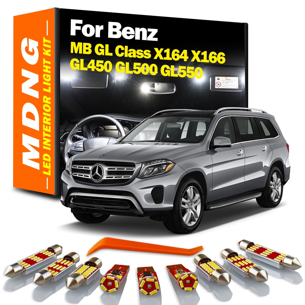 

MDNG для Mercedes Benz MB GL Class X164 X166 GL450 GL500 GL550 Светодиодный комплект внутреннего купольного освещения для карты Автомобильные светодиодные лампы Canbus без ошибок