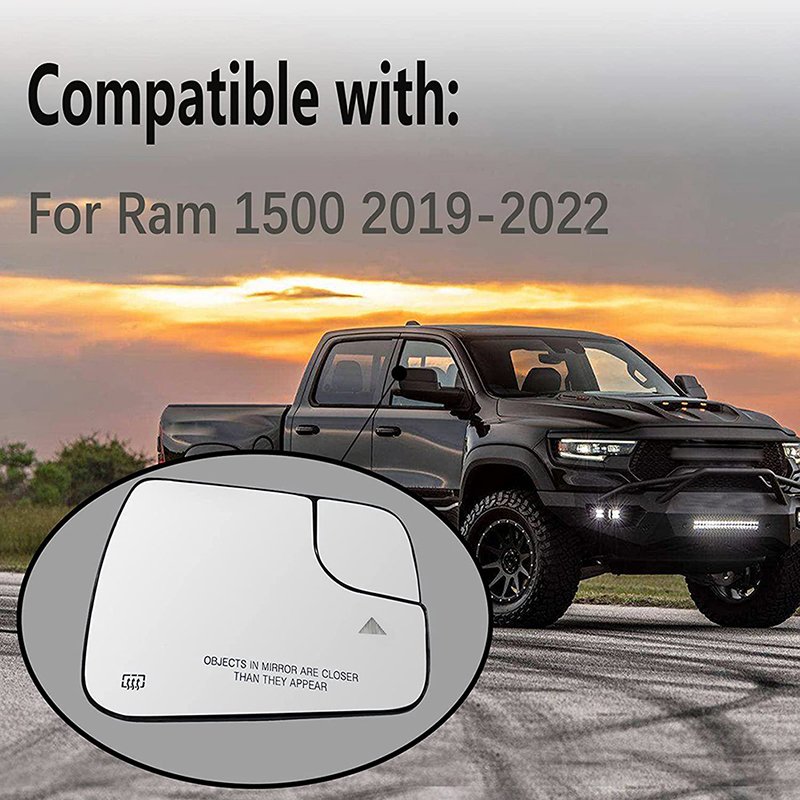 

Зеркало Для Слепых Зон С Подогревом Для Dodge Ram 1500 2019-2022, Левое И Правое Боковое Плоское Стекло С Накладкой, АБС-пластик