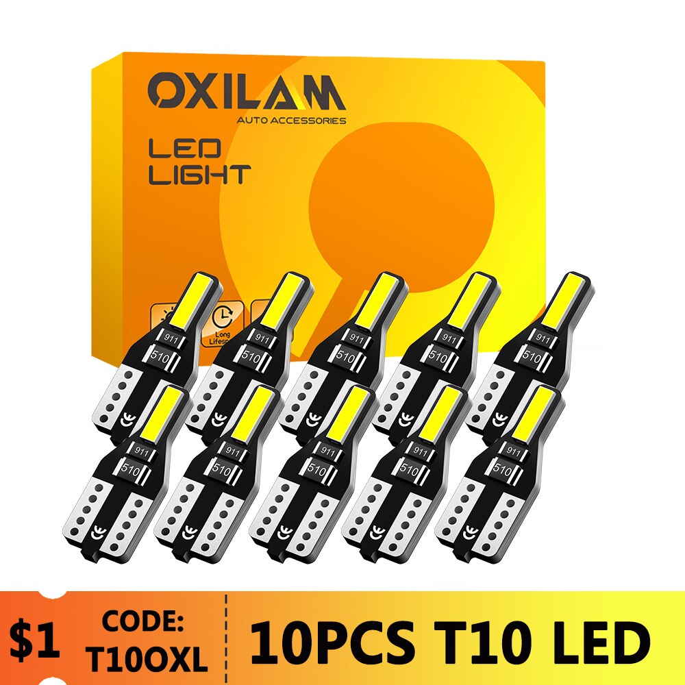 

OXILAM 10 шт. супер яркая лампочка T10 лампочка 6000K 194 168 W5W для парковочного места, номерной знак, деталь для замены 2825