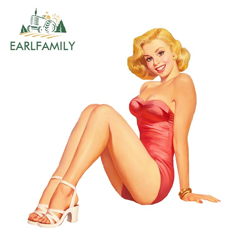 

EARLFAMILY, 13 см x 12,6 см, автомобильные наклейки, красивая девушка, наклейка, автомобильный Стайлинг, виниловый бампер, окно, наклейка, украшение автомобиля