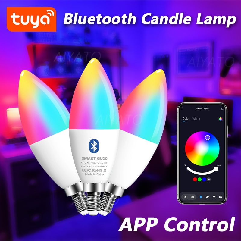 

AIYATO Светодиодная лампа-свеча RGB Tuya WiFi 220В