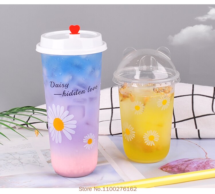 

Одноразовые пластиковые чашки для bubble tea 500 мл