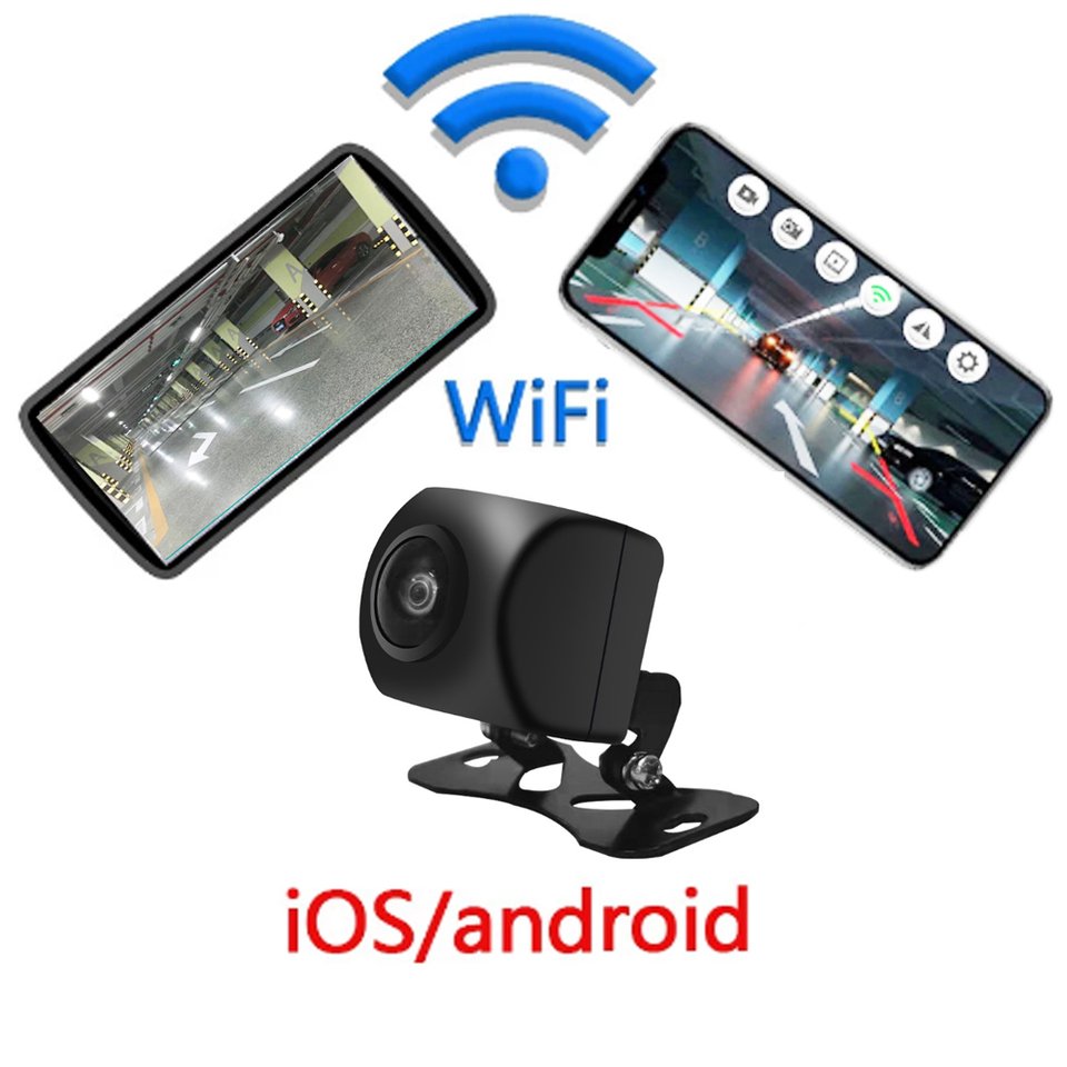 

AHD 1080P Беспроводная Автомобильная камера заднего вида WIFI 170 градусов Реверсивный видеорегистратор HD ночное видение мини-парковки для iPhone Android 12V-24