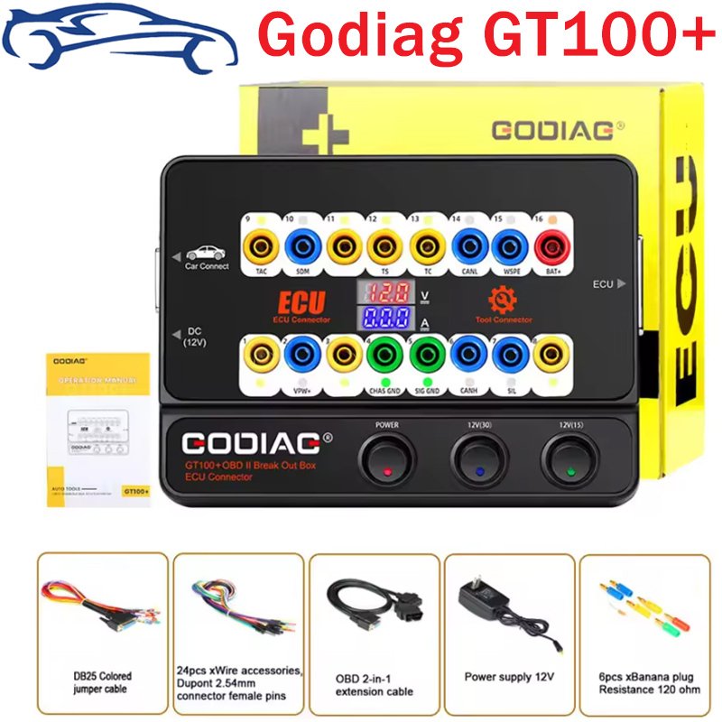 

Соединитель блока управления ECU Godiag GT100 + GT100 Pro OBDII, электронный дисплей тока и протокол CANBUS