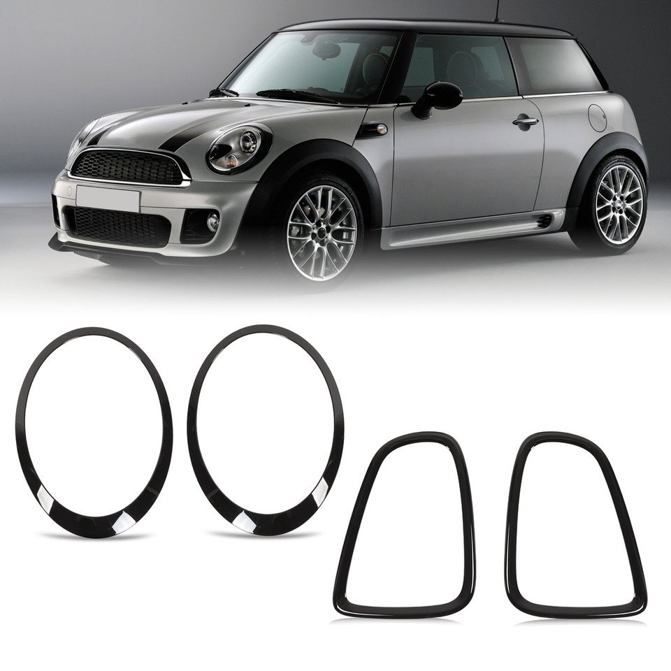 

4 шт., глянцевая черная фара, задняя крышка, сменная накладка для Mini R56 R57 R58 R59 Cooper S JCW 2007-2015