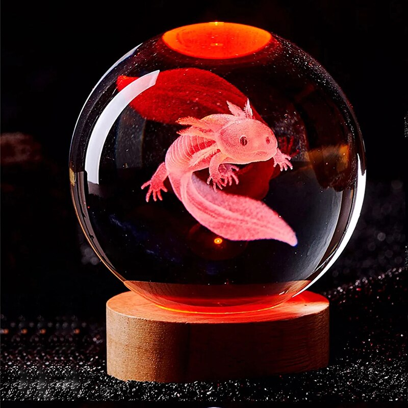 

Ночник хрустальный шар 3D аксолотль