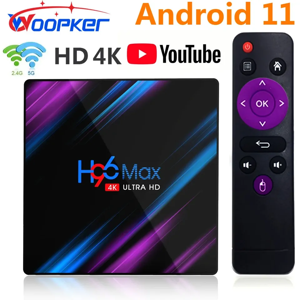 

H96 MAX RK3318 TV Box Android 11 Smart TV Box 4K HD 2.4G 5G Wi-Fi BT4.0 Приемник Медиаплеер USB 3.0 4 ГБ + 32 ГБ