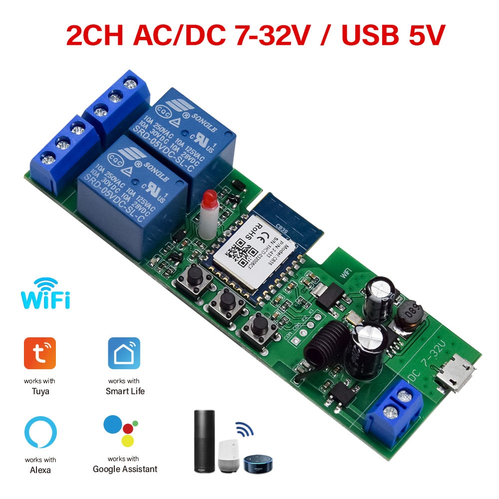

Scimagic-RC 2-канальный WiFi умный переключатель Tuya