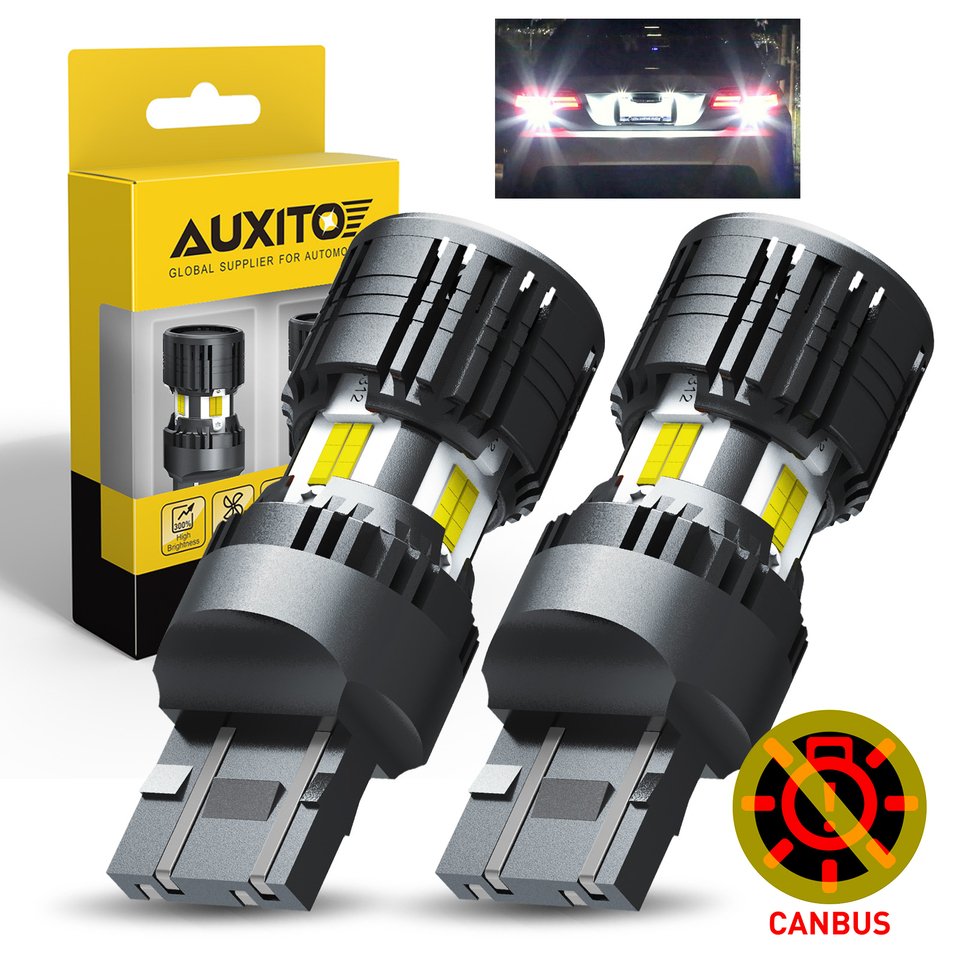 

AUXITO 2 шт. Белый светодиод W21/5 Вт 7443 Обратный задний фонарь T20 LED Canbus Лампы высокой мощности без ошибок Turbo без гиперflash 12 В