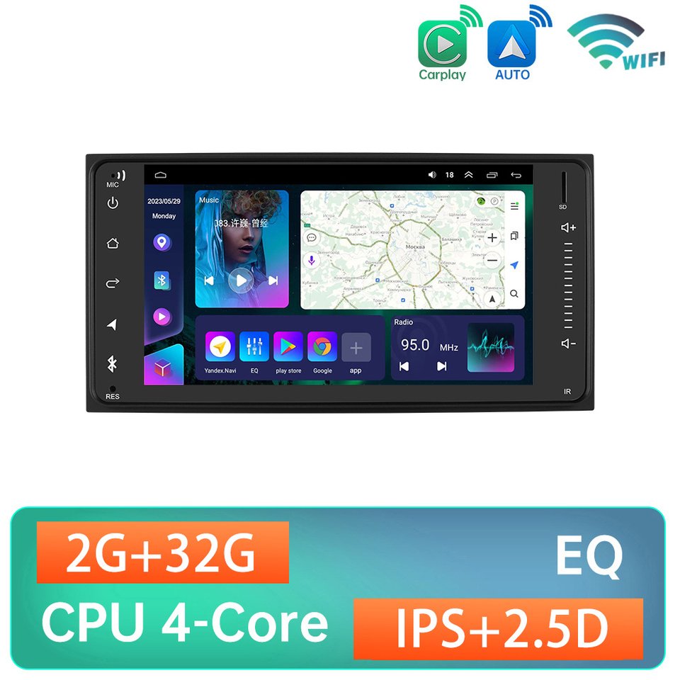 

Мультимедийный плеер для toyota vios crown camry hiace corolla RAV4, универсальный Автомагнитола carplay GPS 2din DSP стерео автомобиль android 12