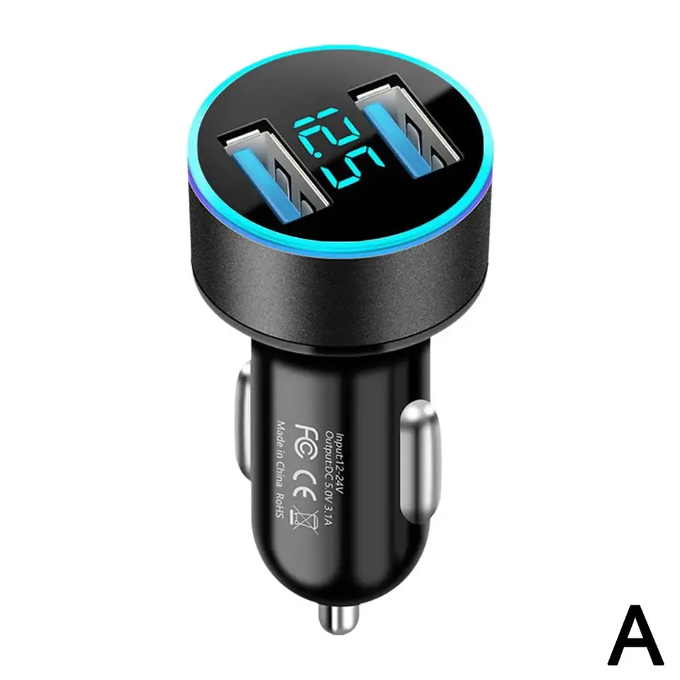 

Автомобильное зарядное устройство с двумя USB-портами, автомобильный прикуриватель, светодиодный вольтметр для всех типов, зарядное устройство для мобильного телефона, быстрая зарядка автомобиля D6p7