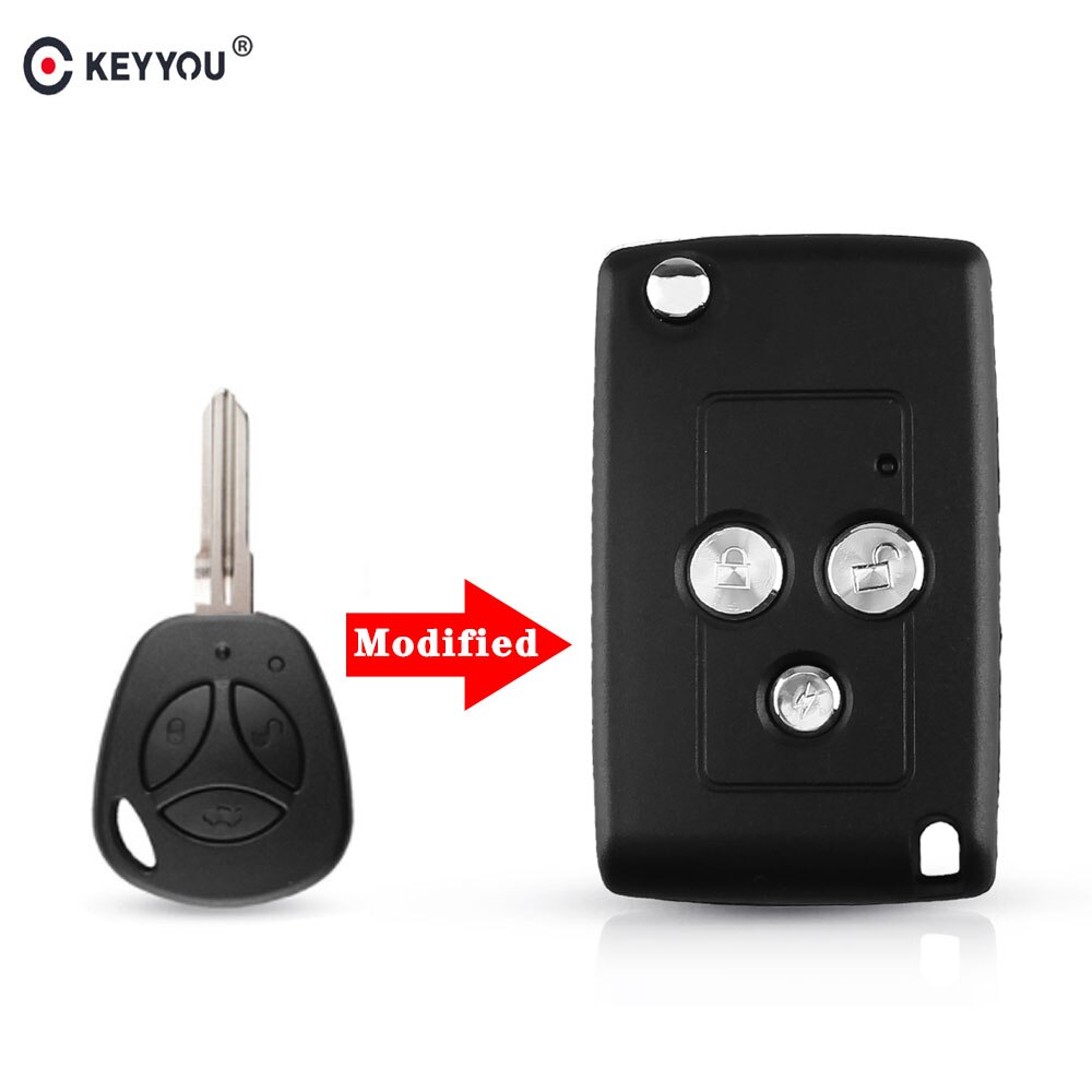 

Запасной корпус для автомобильного ключа KEYYOU, модифицированный флип-чехол с 3 кнопками для Lada Uncut, чехол для пульта дистанционного управления, Приора, калина
