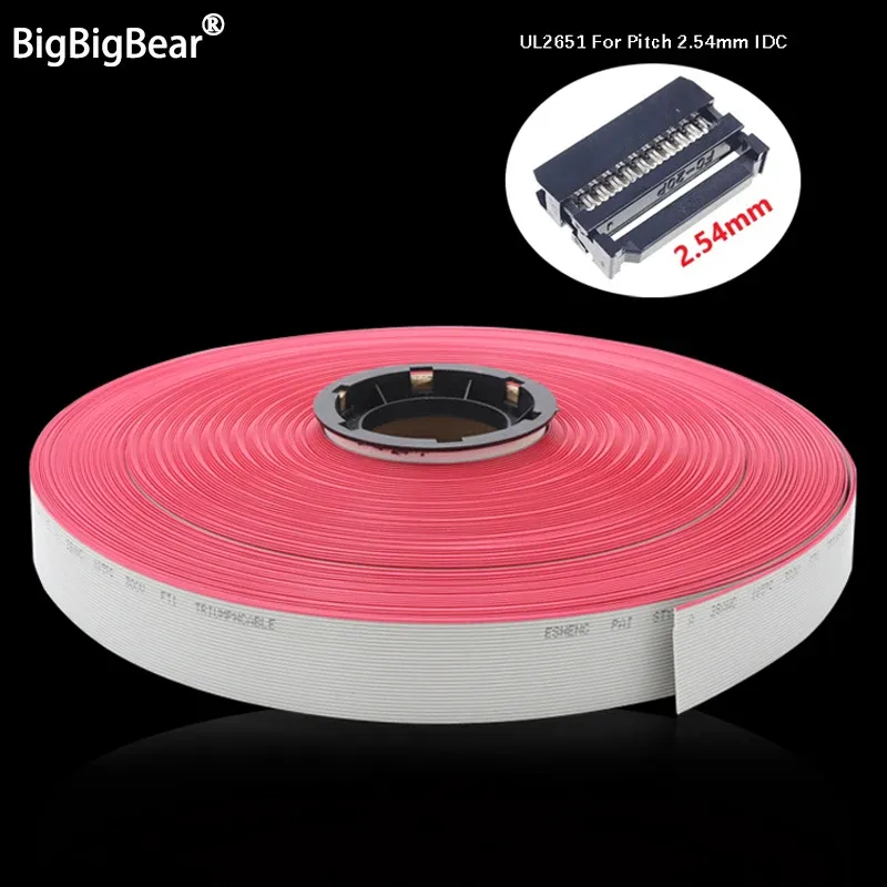 

1~20m Flat Data Cable UL2651 Gray 1.27mm Wire 28AWG 10 14 16 20 26 30 34 40 50 60 pins 300V for 2.54mm IDC Connector