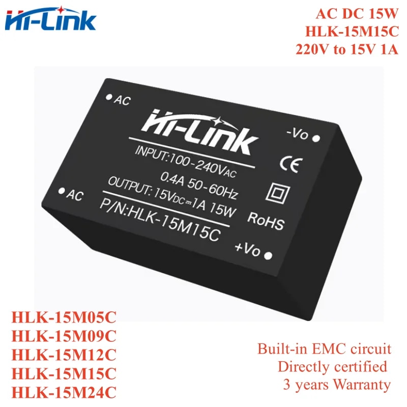 

Hi-Link 15 Вт блок питания 220В до 5/9/12/15/24В