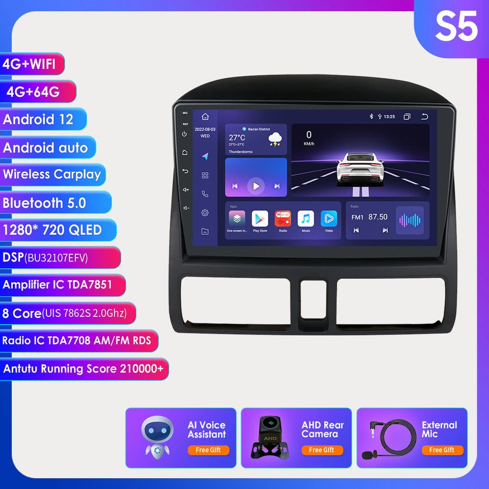 

Автомагнитола 9 "2 Din Android 12 для Honda CR-V 2 CRV 2002-2006, мультимедийный плеер, Восьмиядерный GPS Carplay 4G RDS SWC BT без DVD