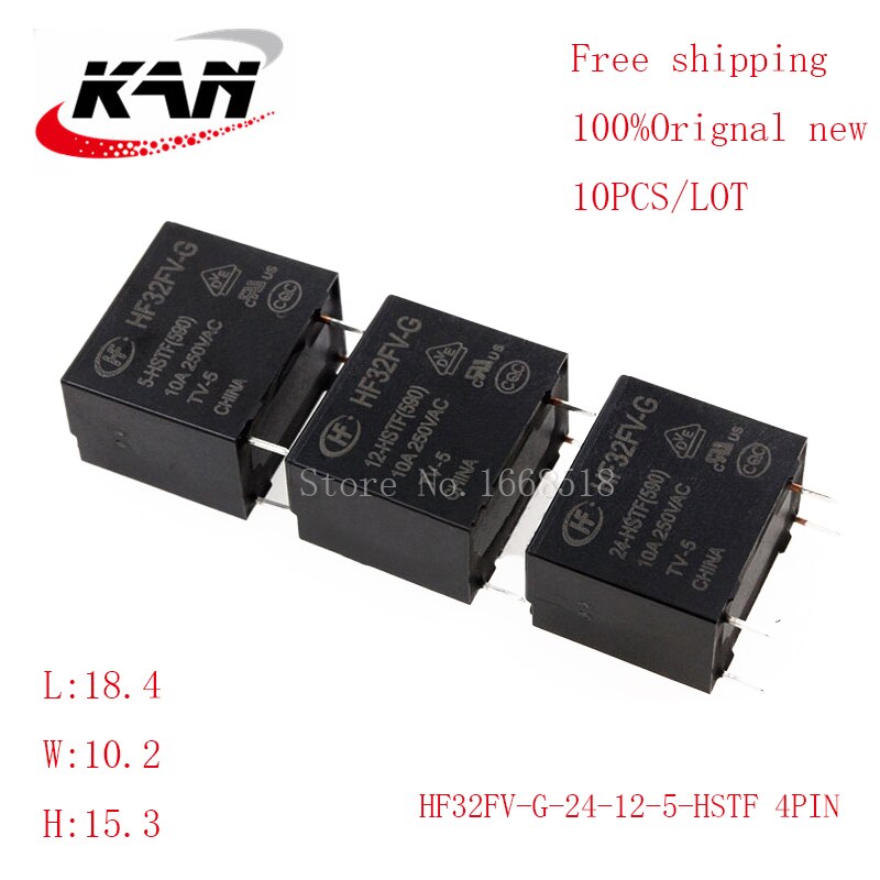 

10 шт. реле мощности Φ 5VDC 12VDC 24VDC 10A 250VAC 4PIN оригинальный новый