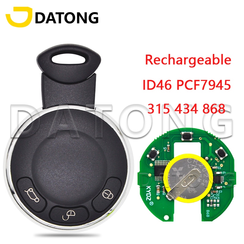 

Автомобильный ключ дистанционного управления Datong World для BMW Mini Cooper 315/434,2/868 МГц PCF7945, чип IYZKEYR5602, автоматический ключ для смарт-карты