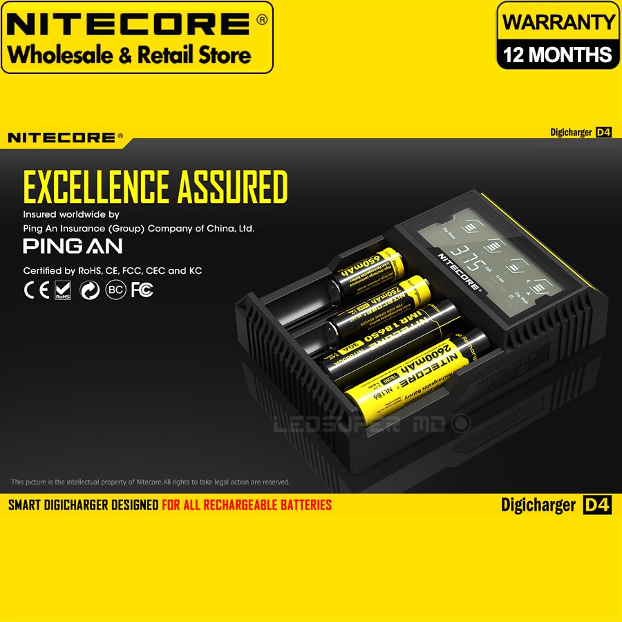 

Nitecore D4 смарт-зарядное устройство для аккумуляторов