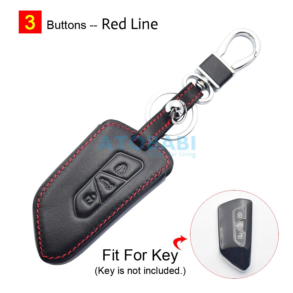 

Кожаный чехол для автомобильных ключей для Volkswagen VW Golf 8 MK8 2020 2021 Skoda Octavia A8 SEAT Leon MK4, умный чехол с 3 кнопками