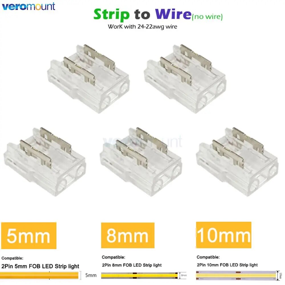 

teopek 2Pin COB Strip Connector 5V/12V/24V 5шт