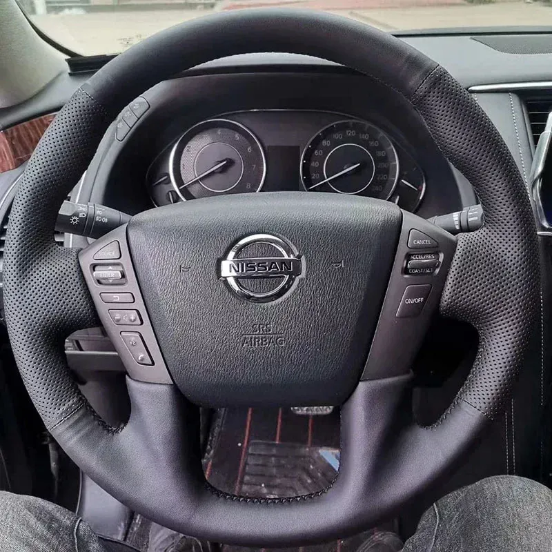 

Чехол на руль автомобиля своими руками для Nissan Patrol Y62 2012-2018, бежевый автомобильный чехол из натуральной кожи персикового дерева, аксессуары