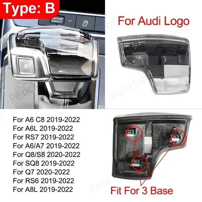 

Хрустальная крышка ручки переключения передач для Audi Q7 A6 Q8 SQ5 A5 A4 S4 RS5 RS6 A7 SQ8 2016-2022, ручка рычага переключения передач, автомобильные аксессуары для интерьера