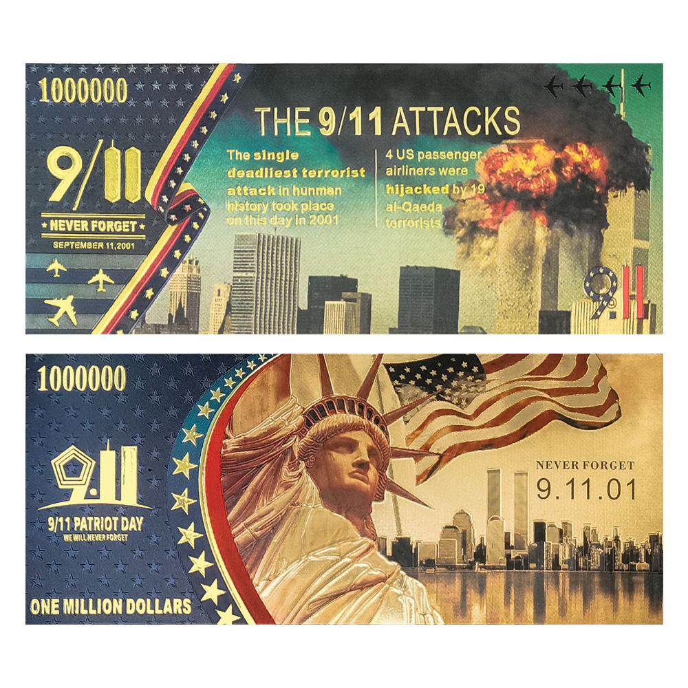 

Золотые банкноты США 911 нападения мы никогда не забудем 9,11 день патриота золотые банкноты билетов сувенир подарок для коллекции
