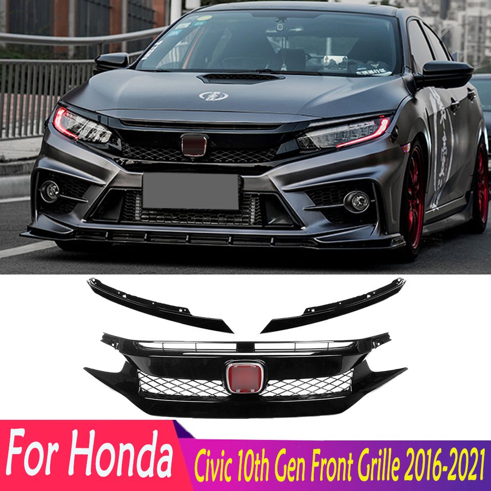 

Передняя решетка для автомобиля Honda Civic 10 поколения 2016-2021, решетка для гоночного гриля, решетка-разделитель, верхний бампер, аксессуары для корпуса