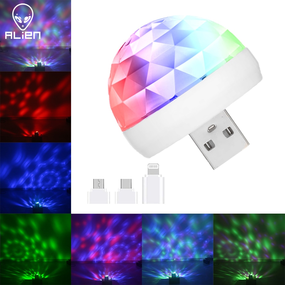 

Мини-инопланетянин USB Magic Ball DJ Disco Sound Активированный Свет Apple Интерфейс Многоцветная Вечеринка Атмосфера Вечерня...