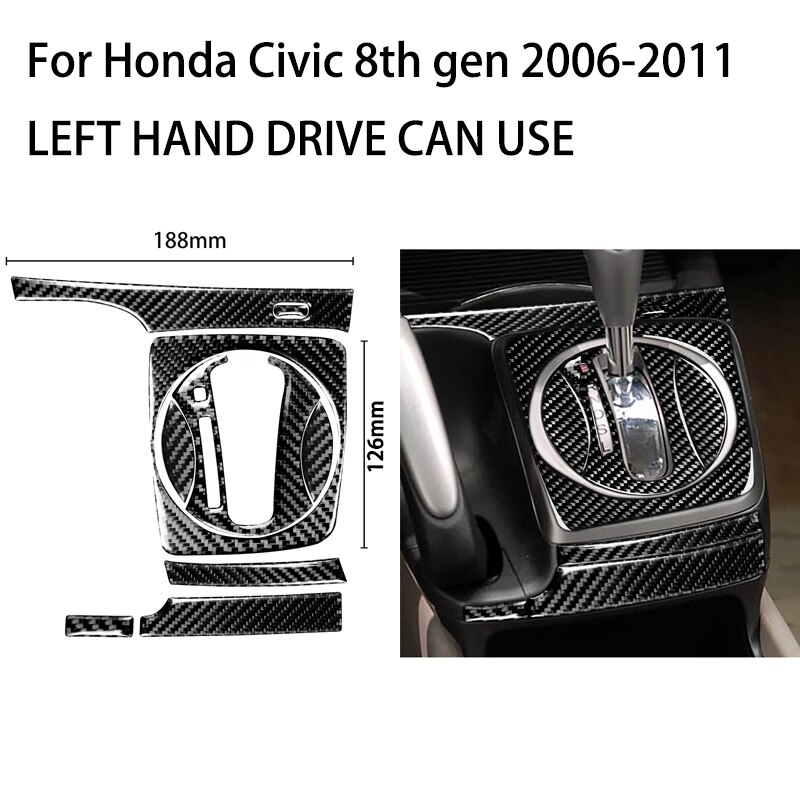 

Для Honda Civic 8 8-го поколения 2006-2011, автомобильные наклейки из углеродного волокна, внутренняя крышка панели переключения передач, наклейка, аксессуары