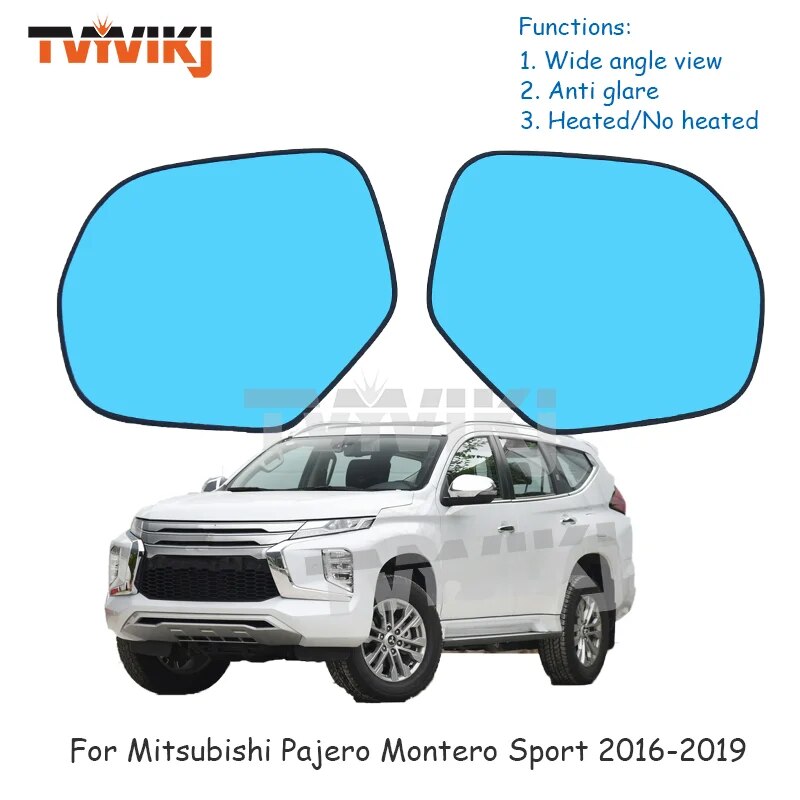 

1 пара боковых зеркал заднего вида, синие стеклянные линзы для Mitsubishi Pajero Montero Sport 2016-2019, широкоугольные антибликовые автомобильные зеркала
