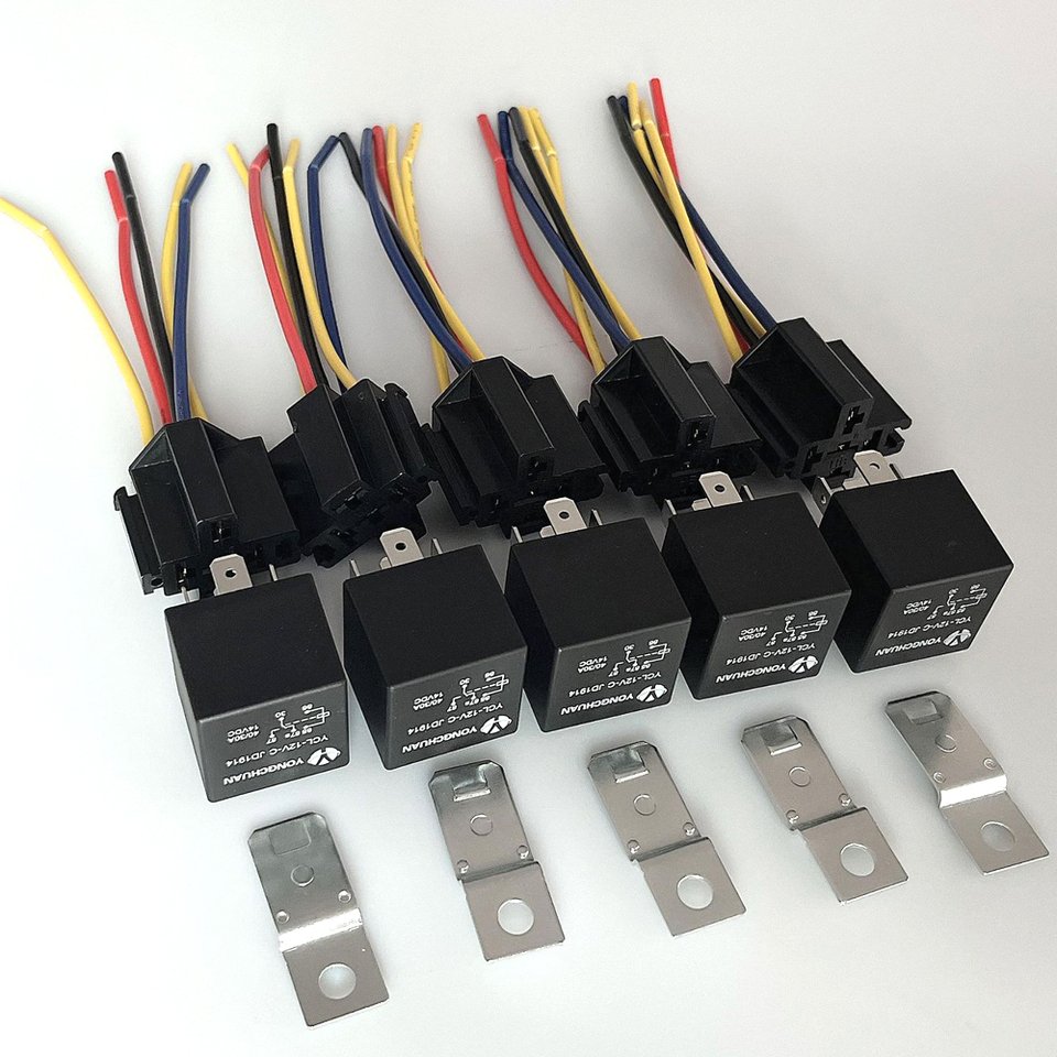 

5 компл. DC 12 В 12 В 40 А AMP реле YCL-12V-C JD1914 5-контактный 5-проводной автомобильный разъем для легкового грузовика