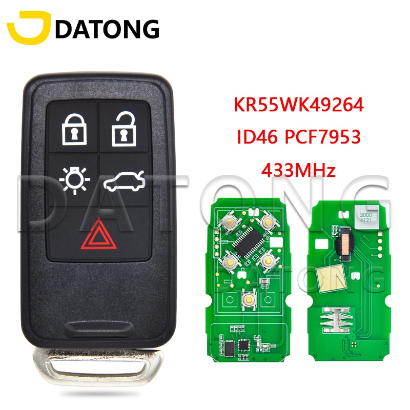 

Автомобильный ключ дистанционного управления Datong World для Volvo S60 S60L S80 XC60 XC70 V40 V60 ID46 PCF7953 433-434 МГц KR55WK49264 без ключа