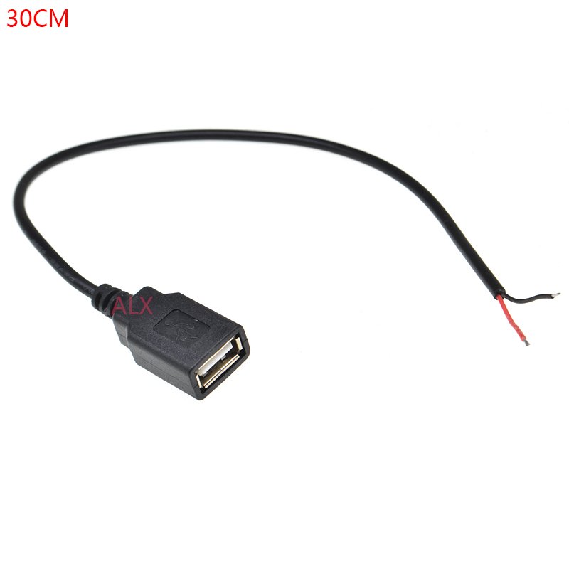 

24AWG 30CM TYPE-A гнездовой USB-разъем с проводом 2-контактный USB-кабель «сделай сам» Линия зарядки для одноцветной гибкой светодиодной ленты 5050