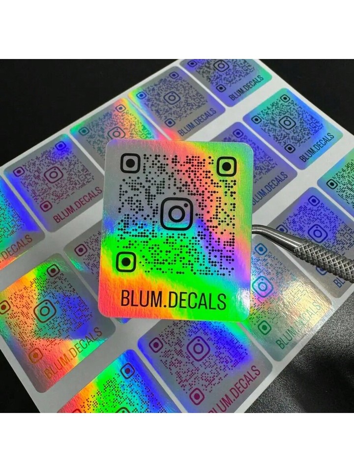 

Голографические лазерные виниловые наклейки с QR-кодом, металлическая текстура, 100 шт.