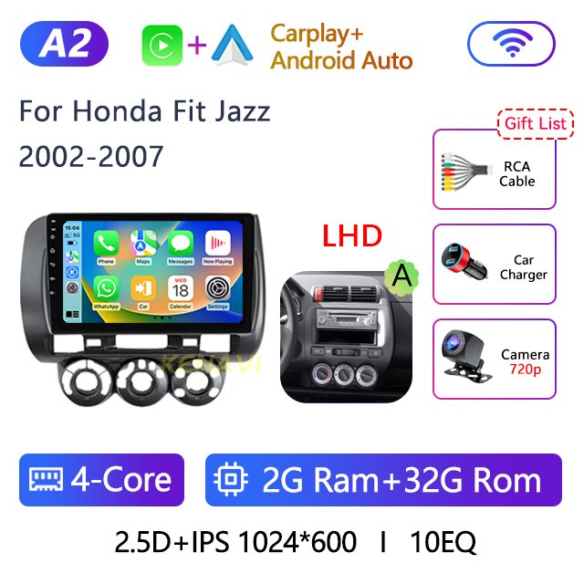 

9-дюймовый автомобильный стерео радио 2 Din Android10.0 для Honda Fit Jazz City 2002 2003 2004 2005 2006 2007 Мультимедийный видеоплеер Навигация GPS Carplay Авторадио Головное устройство 2din Без DVD с экраном