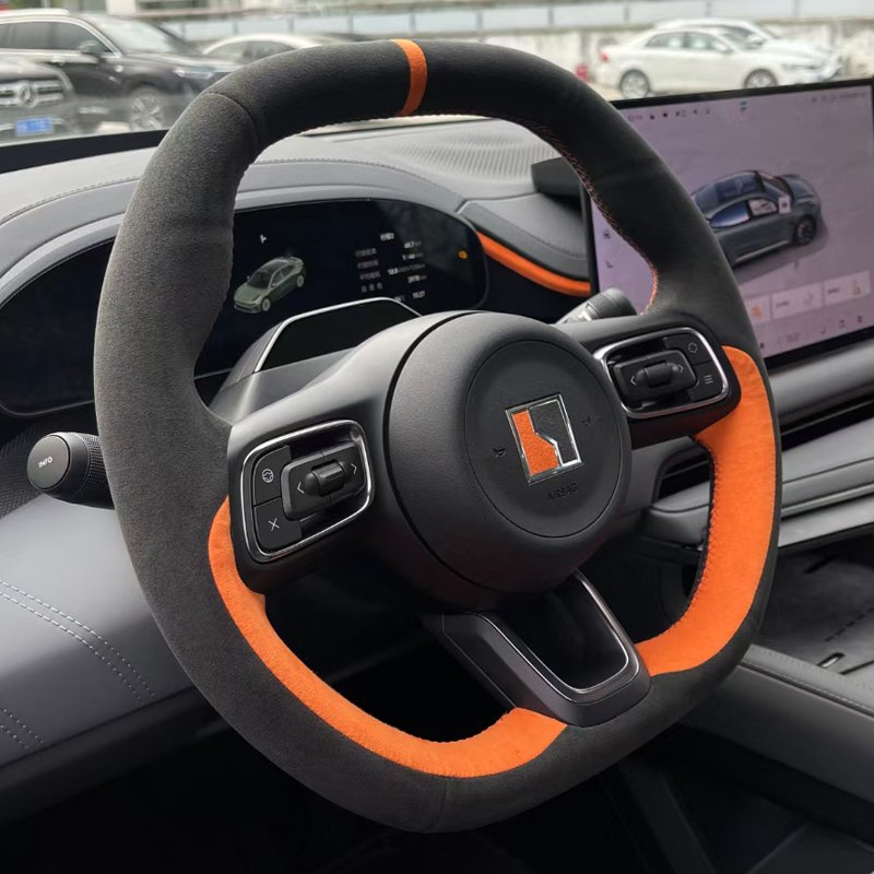 

Чехол на руль автомобиля «сделай сам», ручное шитье для Zeekr X 001 007 009, автомобильные замшевые аксессуары для интерьера из натуральной кожи
