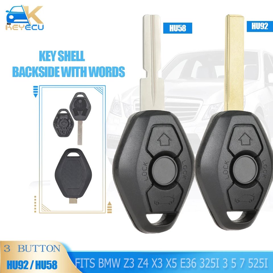 

KEYECU 10 шт. Замена корпуса дистанционного ключа для BMW Z3 Z4 X3 X5 E36 325i 3 5 7 525i 330i HU92/HU58 BackSide со словами 315/433 МГц