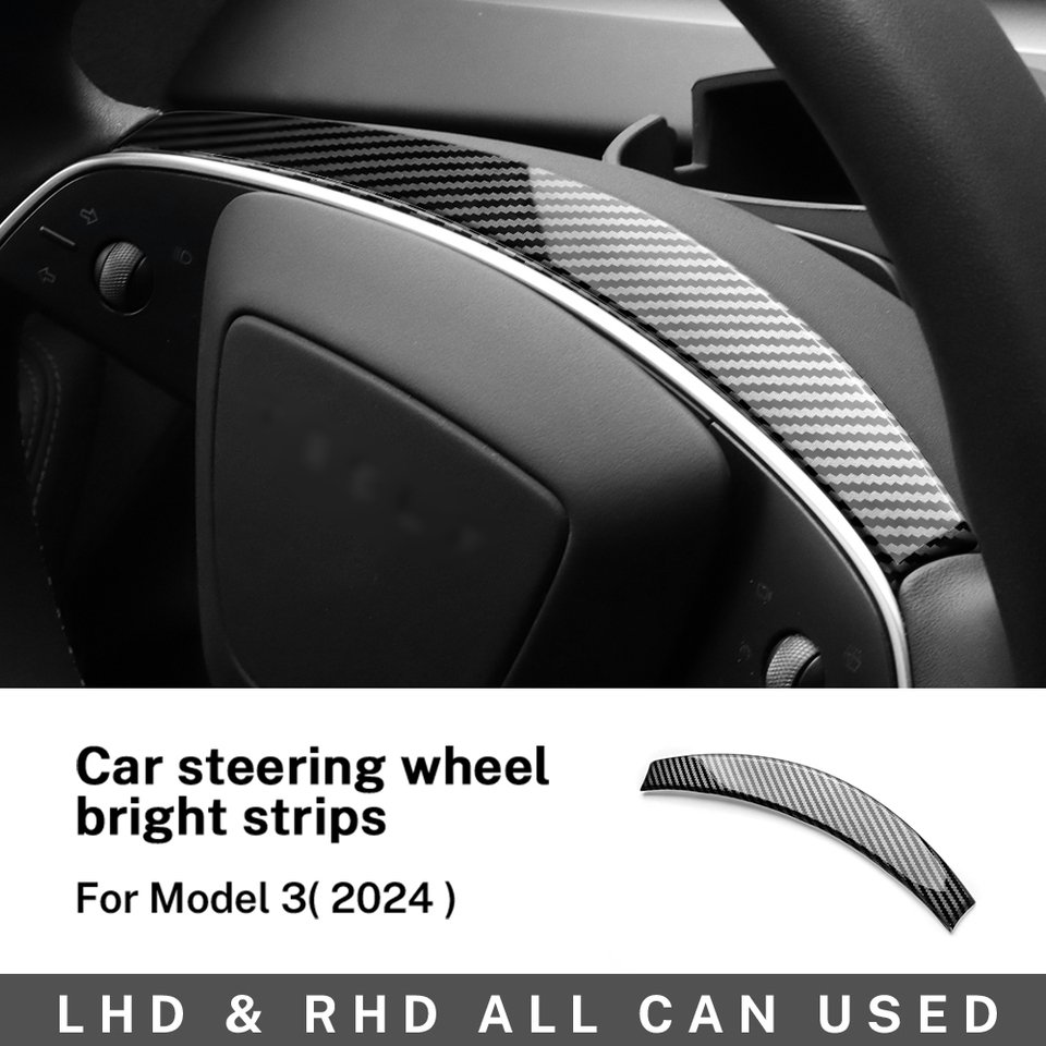 

Крышка рамы рулевого колеса из АБС-пластика из углеродного волокна для Tesla Model 3 Highland 2024 Model Y Juniper 2025, отделка салона автомобиля, аксессуары