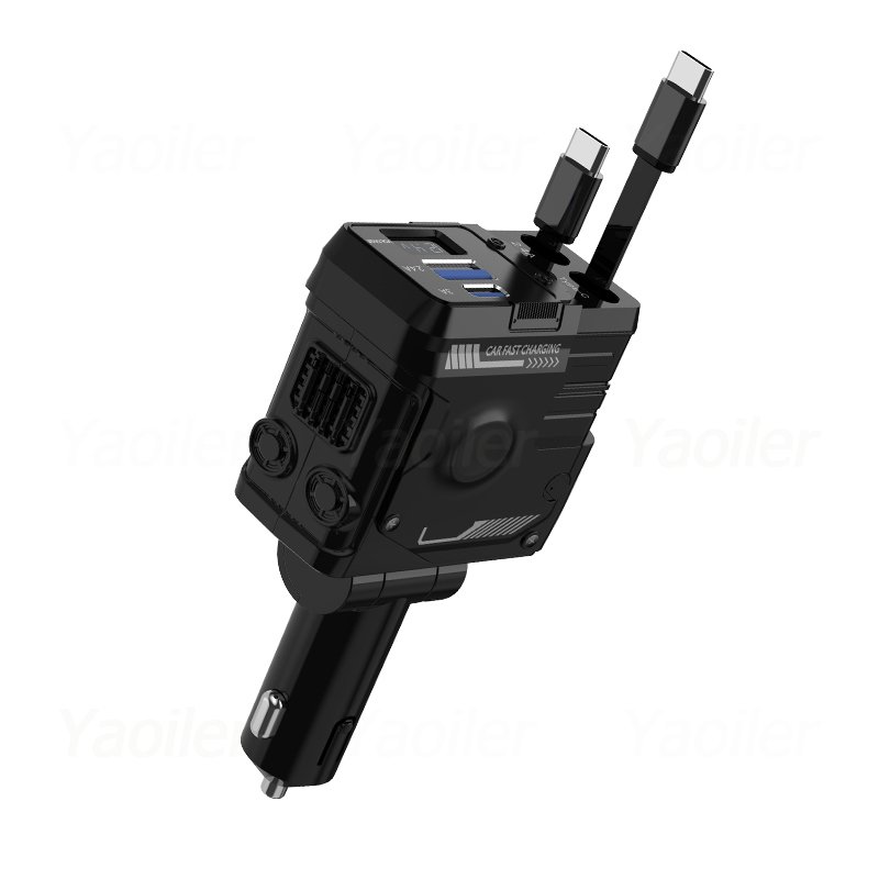 

НОВОЕ выдвижное автомобильное зарядное устройство 4 в 1, 120 Вт, автомобильная сверхбыстрая зарядка с телескопическим кабелем и 2 портами USB, адаптер прикуривателя