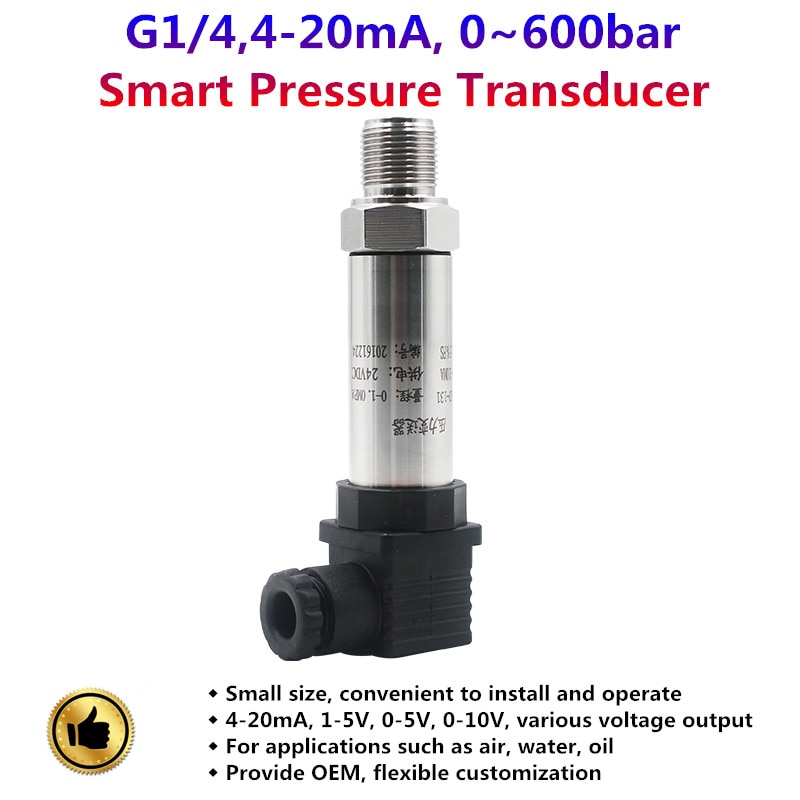 

G1/4 4-20mA выход 0 ~ 10 бар ~ 25 бар ~ 600бар DC24V источник питания интеллектуальный датчик давления воды, нефти и газа, датчик давления воздуха