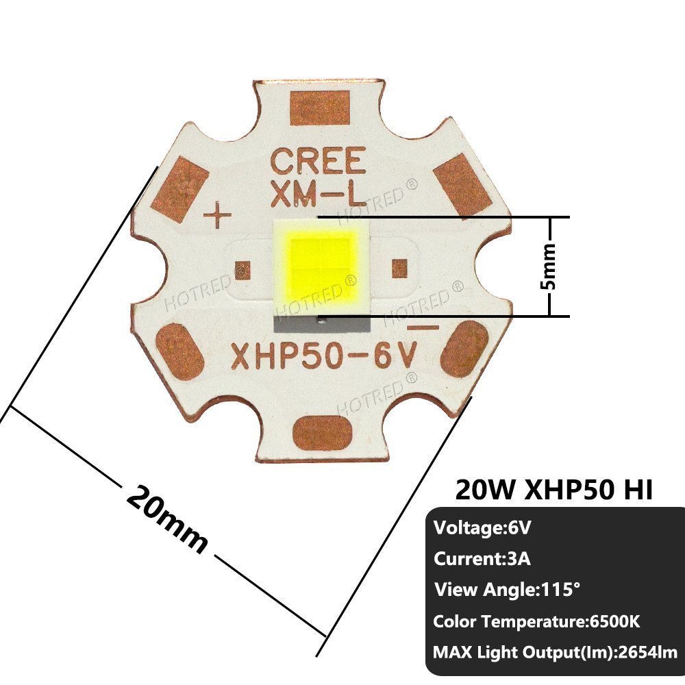 

HotRed 20W XHP50.2 Hi LED Холодный белый фонарик