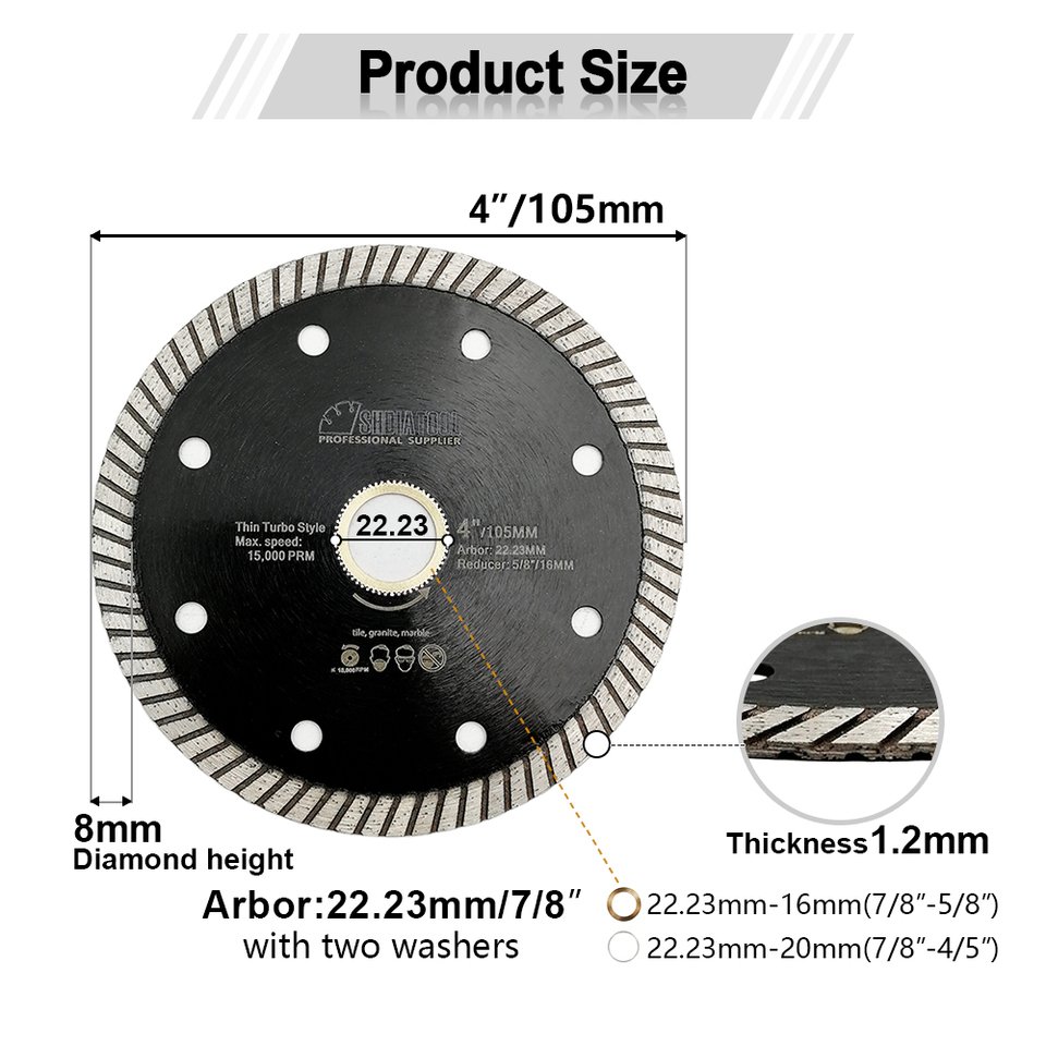 

SHDIATOOL Алмазный отрезной диск Superthin Turbo 4-10 дюймов