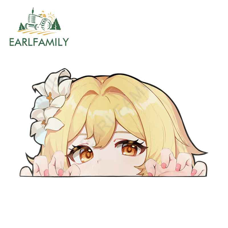 

EARLFAMILY 13 см x 7 см Genshin ударная Люминесцентная наклейка для автомобиля аниме виниловая JDM Window наклейка на багажник мультяшный Peek автостайлинг