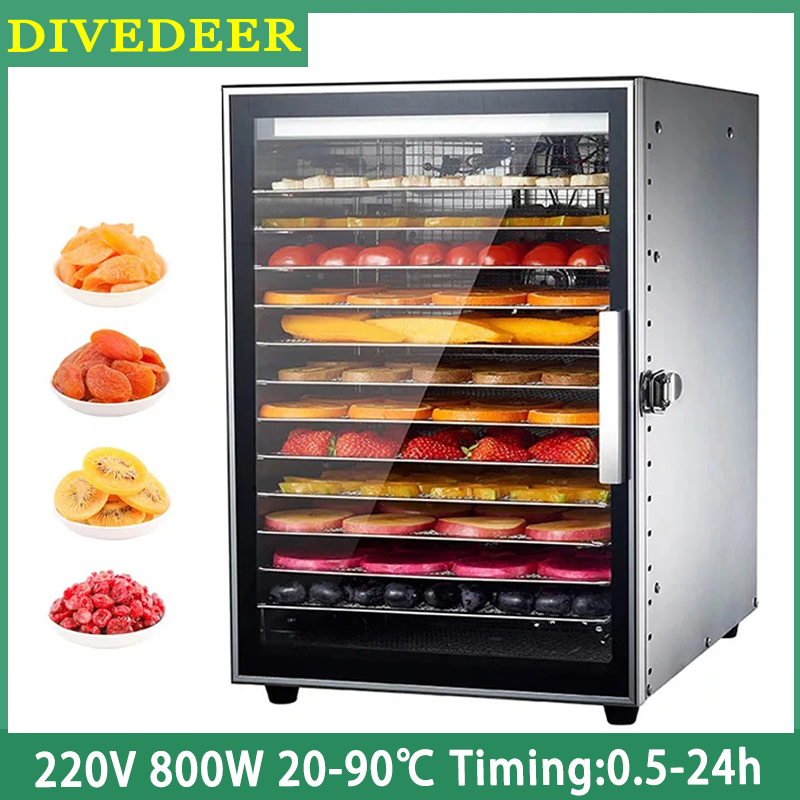 

DIVEDEER 800 Вт 12-уровневый дегидратор для пищевых продуктов Коммерческая сушилка для фруктов из нержавеющей стали Сушилка для овощей и фруктов и мяса