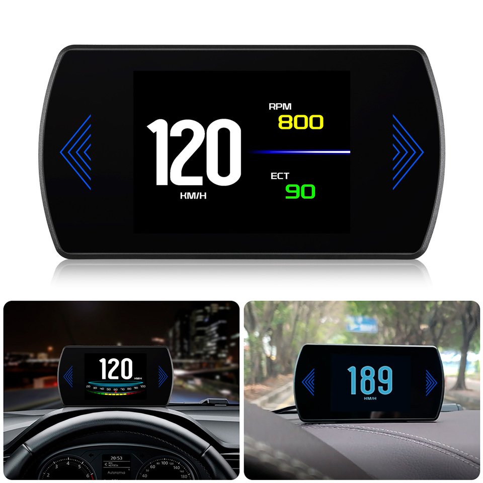 

P12 Спидометр Тахометр OBD Автомобильный HUD Проекционный дисплей Автомобильный цифровой проектор скорости Бортовой компьютер Измеритель скорости вращения в минуту Напряжение