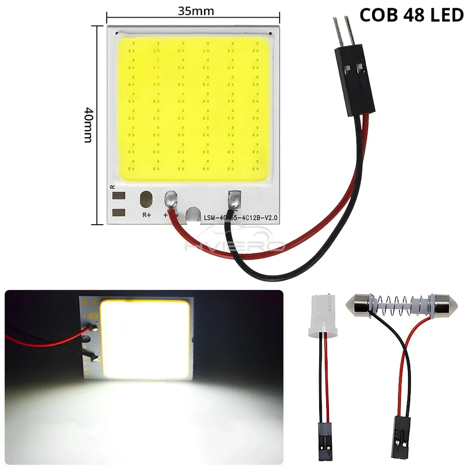 

2X авто светодиодные аксессуары для чтения в салоне светодиодные T10 COB W5W C5W 12 В 48 светодиодов панельная лампа супер яркая гирлянда освещения номерного знака