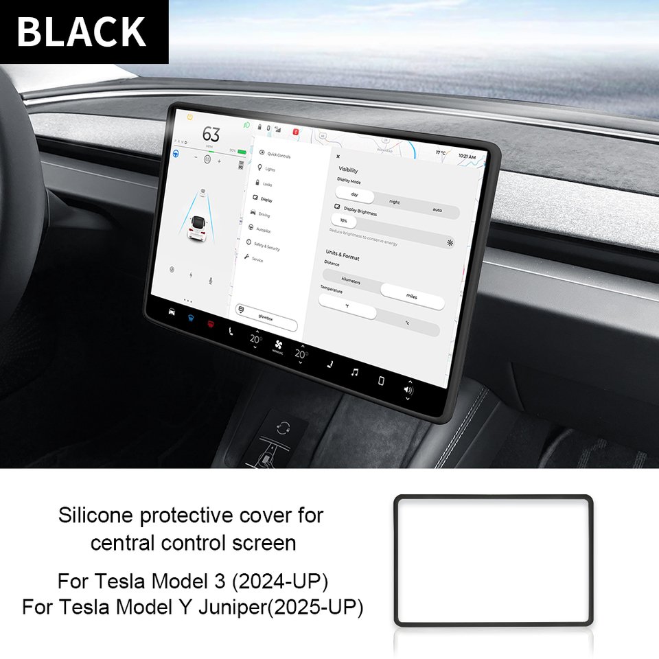 

Для Tesla Model 3 Highland 2024 Model Y Juniper 2025-up силиконовая рамка экрана защита края дисплея аксессуары для центрального управления