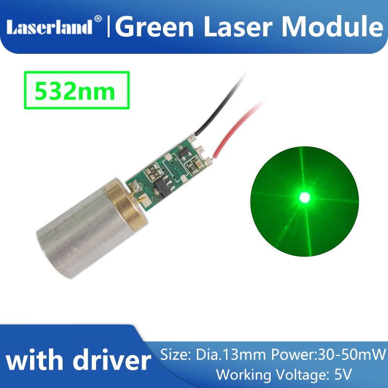 

Лазерный диодный модуль Laserland 13 мм 532 нм 30-50 мВт